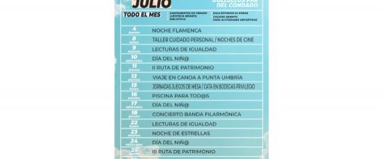 PROGRAMACIÓN ACTIVIDADES MES DE JULIO - VERANO 2024