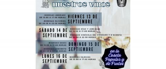 DEGUSTACIÓN DE VINOS DURANTE LA FERIA EN LA CASETA MUNICIPAL Y DE FRUTOS