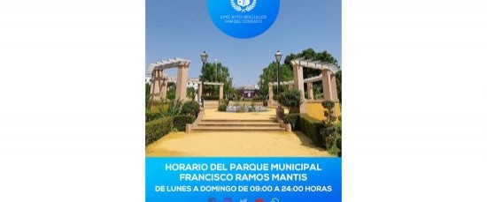 NUEVO HORARIO DEL PARQUE MUNICIPAL RAMOS MANTIS