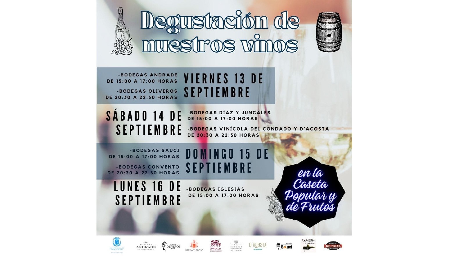 DEGUSTACIÓN DE VINOS DURANTE LA FERIA EN LA CASETA MUNICIPAL Y DE FRUTOS