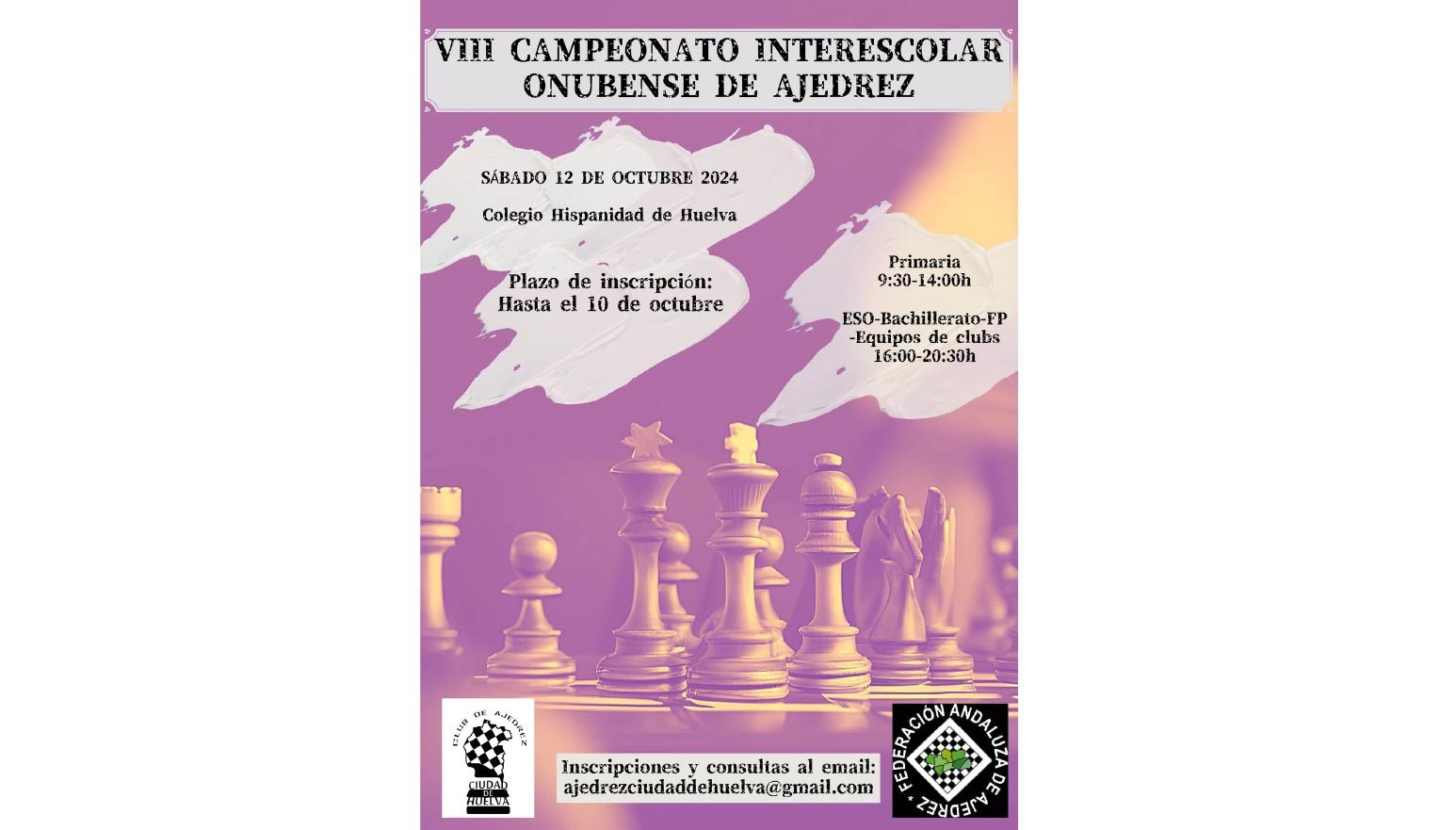 ABIERTO EL PLAZO DE INSCRIPCIÓN AL VIII CAMPEONATO INTERESCOLAR ONUBENSE DE AJEDREZ