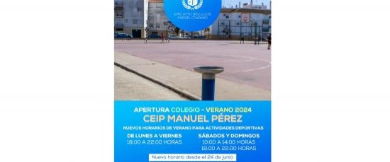 APERTURA DEL COLEGIO MANUEL PÉREZ DURANTE TODO EL VERANO PARA DEPORTE