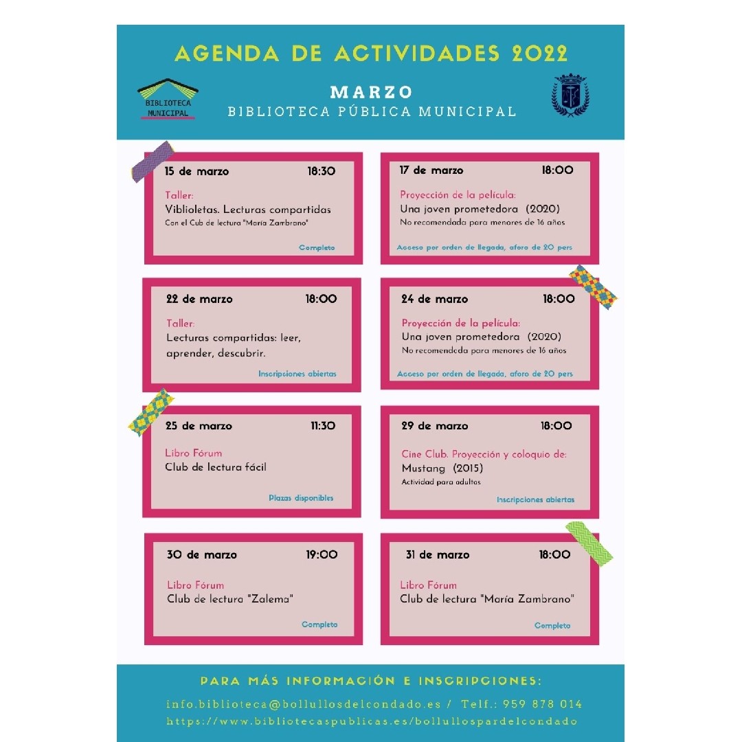 LA BIBLIOTECA MUNICIPAL PUBLICA LA AGENDA DE ACTIVIDADES PARA MARZO