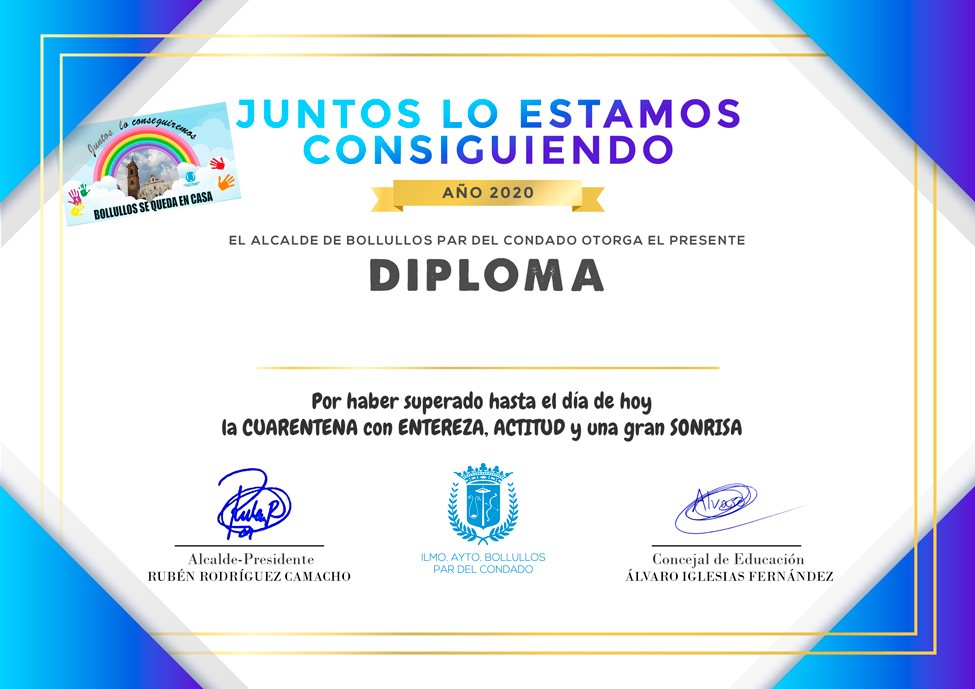 LOS NIÑOS Y NIÑAS DE BOLLULLOS TENDRÁN SU DIPLOMA "JUNTOS LO ESTAMOS CONSIGUIENDO"