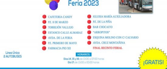 AUTOBUSES GRATUITOS Y ADAPTADOS A PERSONAS CON MOVILIDAD REDUCIDA PARA LA FERIA 2023