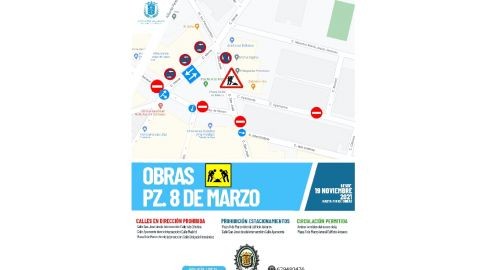 MODIFICACIONES EN LA CIRCULACIÓN Y PROHIBICIONES DE ESTACIONAMIENTO POR OBRAS EN PLAZA OCHO DE MARZO