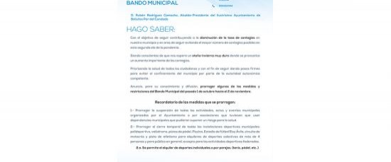 BANDO PRÓRROGA NUEVAS RESTRICCIONES PARA BOLLULLOS - 19 OCTUBRE 2020